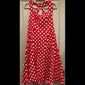 Halter polka dot 1950s swing tea dress